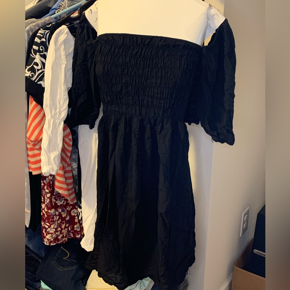 Puff sleeve off shoulder mini dress